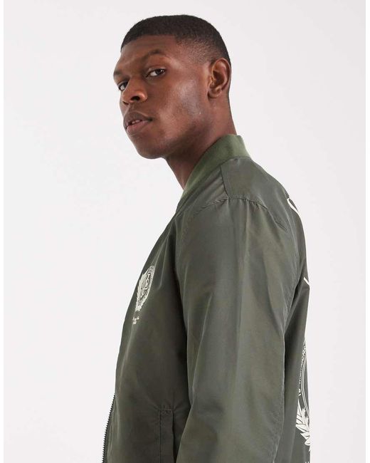 ASOS Green Lightweight Bomber Jacket With Prints for men