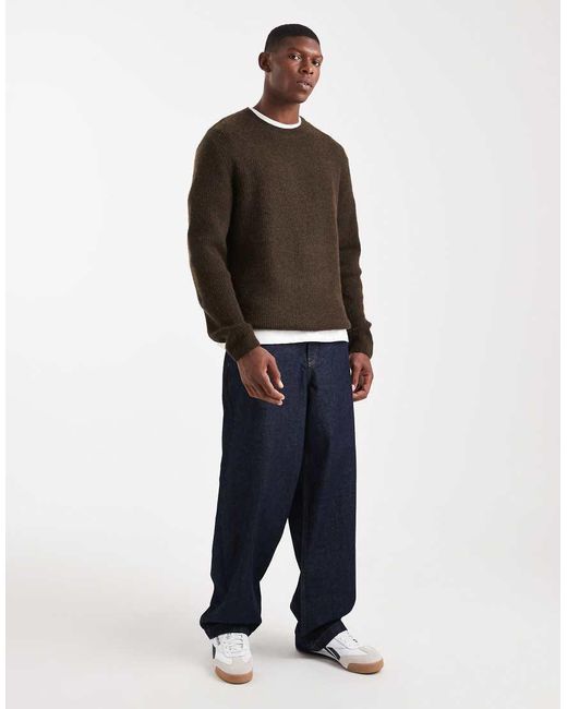 Jack & Jones Black Premium Ribbed Fluffy Jumper for men