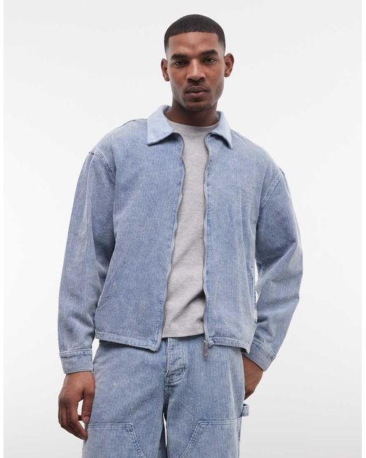 Liquor N Poker Blue Corduroy Jacket With Contrast Collar Co-ord for men
