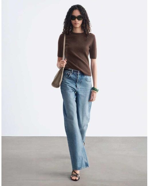 & Other Stories Blue Cashmere Fine Knit Top