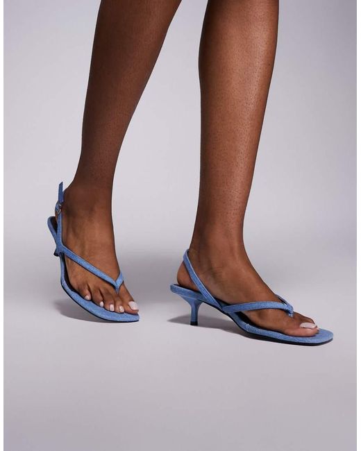 River Island Brown Thong Kitten Heeled Sandal