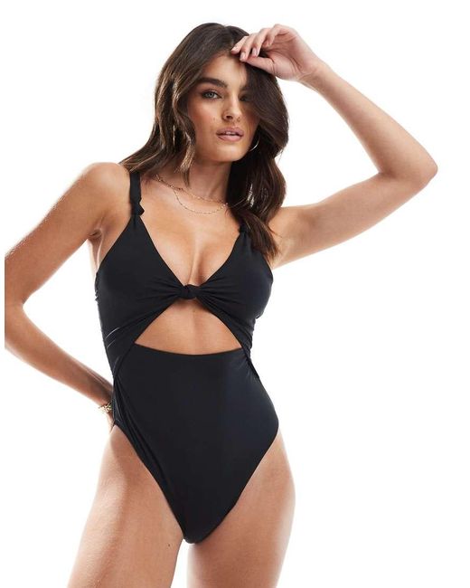 Accessorize Gebreid Badpak Met Uitsnijding in het Black