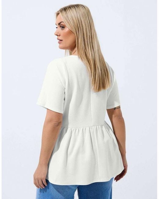 Yours Clothing White Button Peplum Top