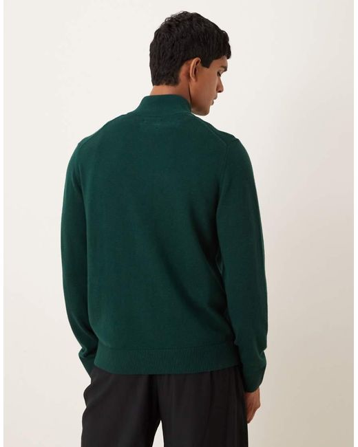 Abercrombie & Fitch Green Long Sleeve Chest Logo Quarter Zip Jumper for men