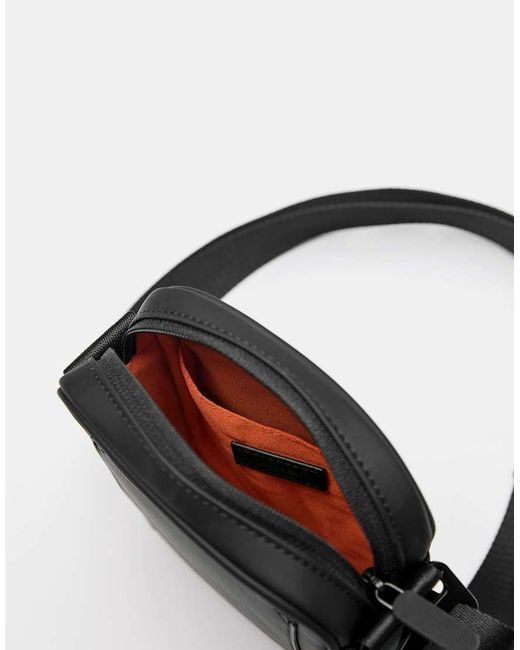 Pull&Bear Black Rubberised Crossbody Bag for men