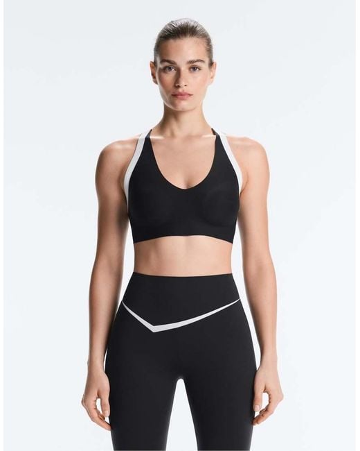 Oysho Blue Perfect-adapt Medium-support Contrast Sports Bra
