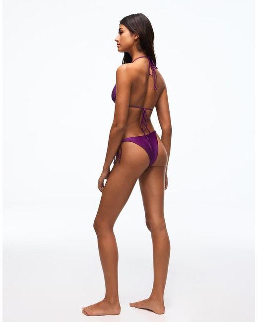 Bershka Red Satin Triangle Bikini Top