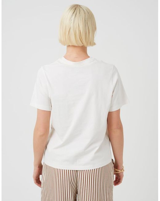 Brave Soul White Cotton T-Shirt With Crochet Chest Pocket