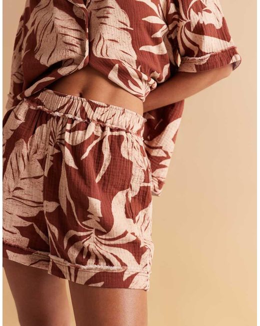 ASOS Orange Cheesecloth Shorts With Raw Edge Detail Co-Ord