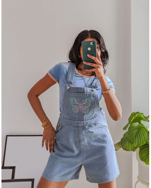 Labelrail X Pose And Repeat Vintage Fit Short Dungarees With
