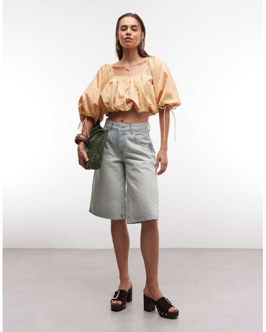 ASOS Orange Puff Sleeve Cropped Top