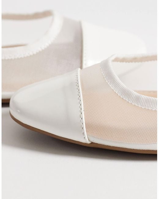 SEQWL White Mesh Slingback Ballet Flats