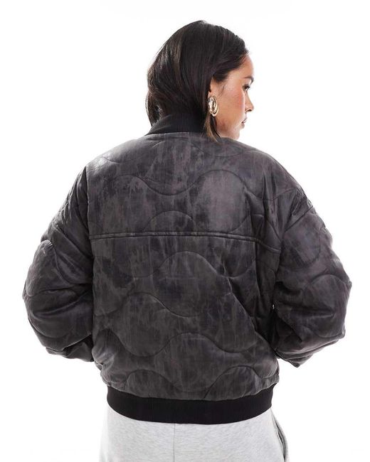 Wednesday's Girl Black Washed Effect Oversized Bomber Jacket