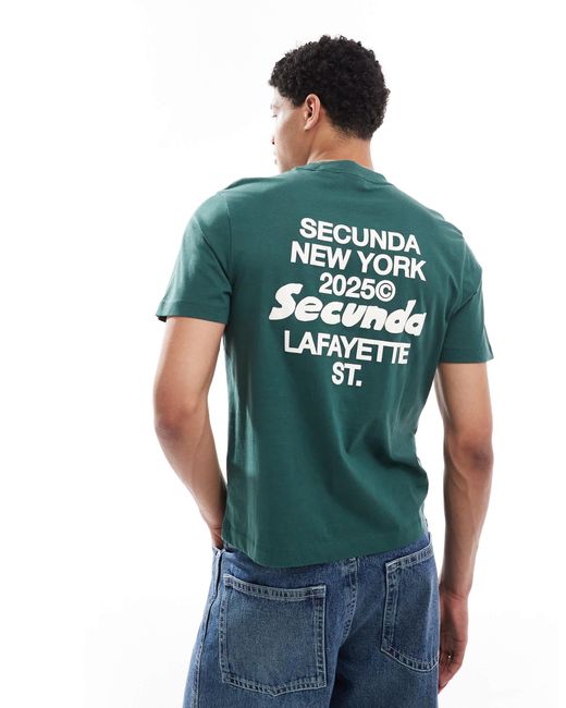 ASOS Green Boxy T-shirt With Text Graphics for men