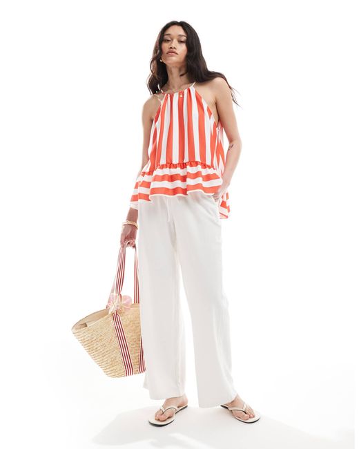 ASOS White Halter Cami With Peplum