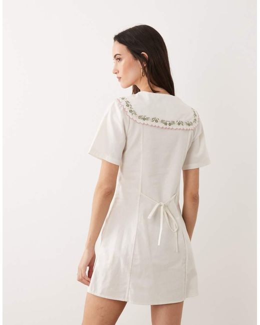 Brave Soul Natural Button Front Mini Tea Dress