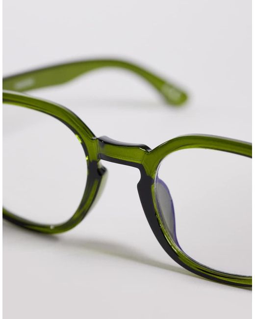 ASOS Green Hexagon Square Glasses for men