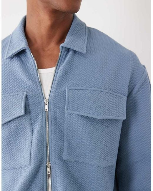ASOS Blue Relaxed Zip Up Jacket for men