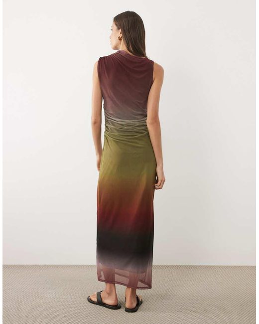 ASOS Maxi Jurk Van Mesh in het Multicolor