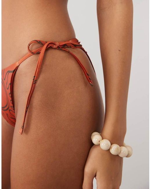 ASOS Brown Brogan Tie Side Bikini Bottom