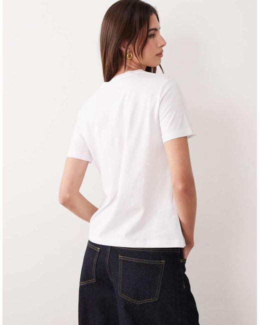 Mango White Round Neck Tshirt