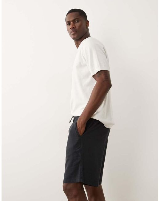 Jack & Jones White Linen Mix Drawstring Shorts for men