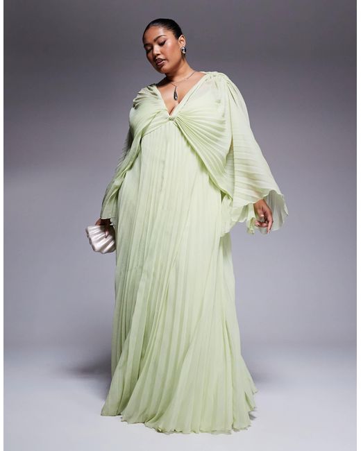 ASOS Green Asos design curve – plissiertes maxikleid aus chiffon