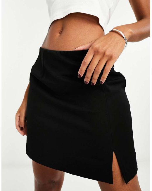 Object Black Tailored Mini Skirt With Notch Front