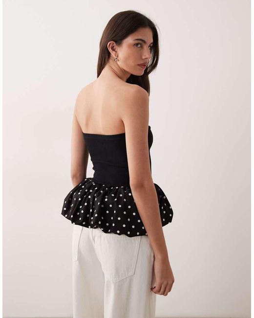 ASOS Black Bandeau Woven Frill Hem Top
