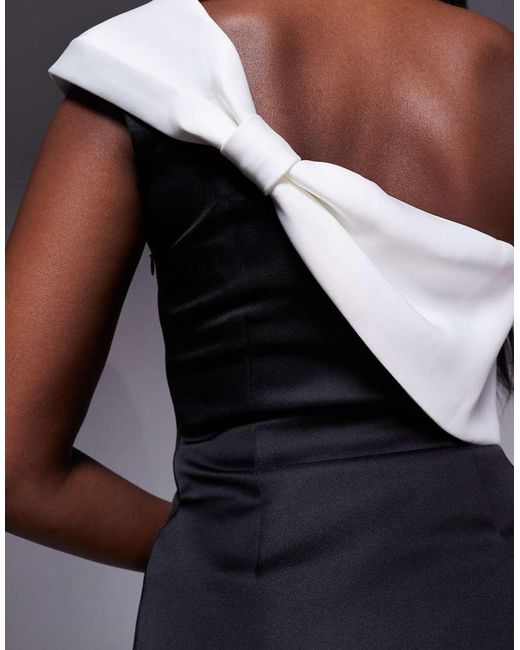The Frolic Blue Exclusive One Shoulder Bow Detail Mini Dress