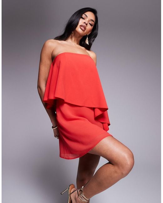 ASOS Red – trägerloses, asymmetrisches minikleid mit kontrastmaterial
