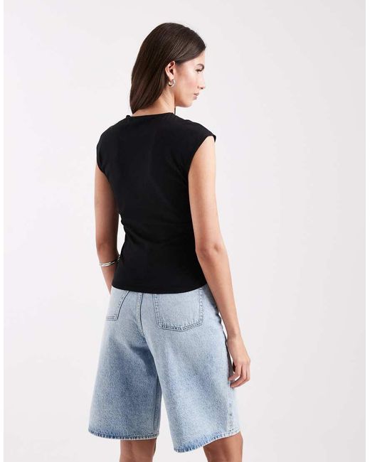 ONLY Blue Ruched Sleeveless Top