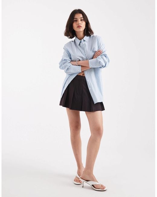 ASOS Blue Tailored Pleated Mini Skort