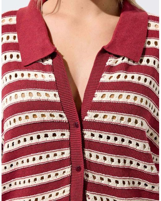 Yours Clothing Red Stripe Knitted Shirt