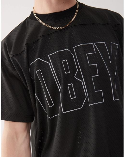Obey Brown Large Logo Football Jersey for men
