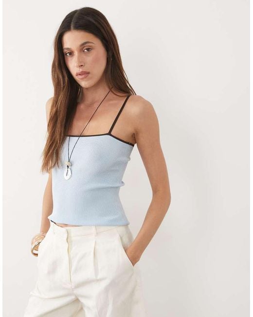 Mango Blue Knitted Cami Top