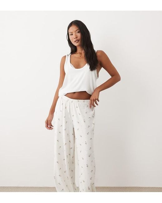 ASOS White Asos Design Petite Mix & Match Pointelle Pajama Pants
