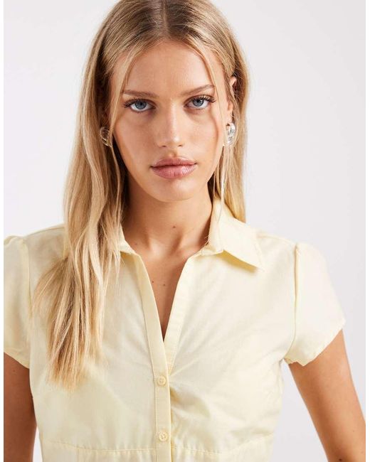 Hollister White Embroidered Short Sleeve Shirt