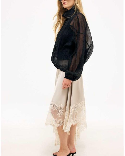 NA-KD Natural Lace Midi Skirt