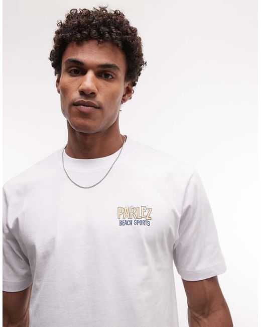 Parlez White Short Sleeve Myer Logo Back Print T-shirt for men