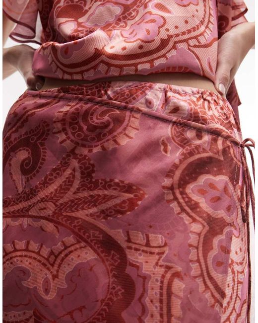 Reclaimed Vintage Red Limited Edition Satin And Chiffon Mix Skirt With Ruffles