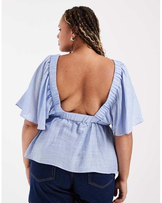 Vero Moda Blue Short Sleeve V-neck Top