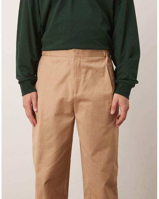 Pantalon à pinces élégant coupe chino fuselée avec taille élastique - fauve ASOS pour homme en coloris Natural