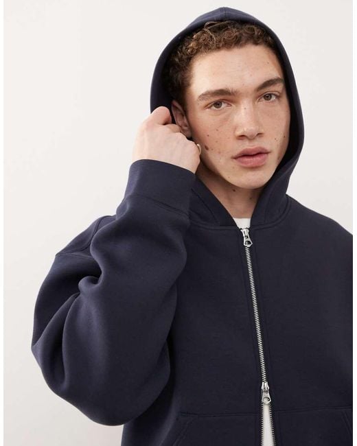 Sudadera Con Capucha Y Cremallera De Tejido Efecto Neopreno Simon De Weekday de hombre de color Blue