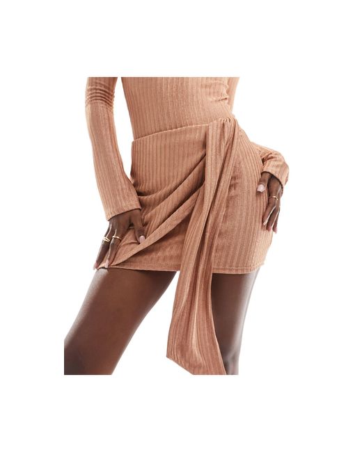 ASOS Natural Co-ord Drape Detail Mini Skirt