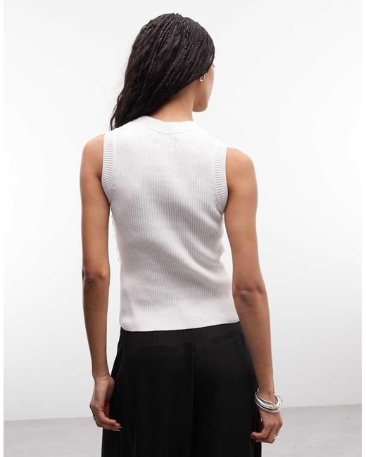 Barbour White Nova Logo Knitted Singlet