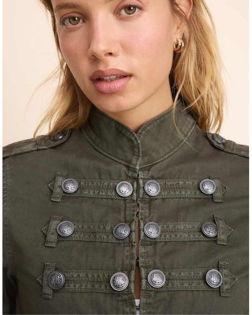 Stradivarius Green Buttoned Jacket