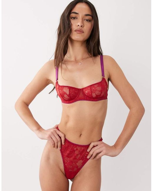 Dora Larsen Red Ruben All Over Lace Lingerie Thong