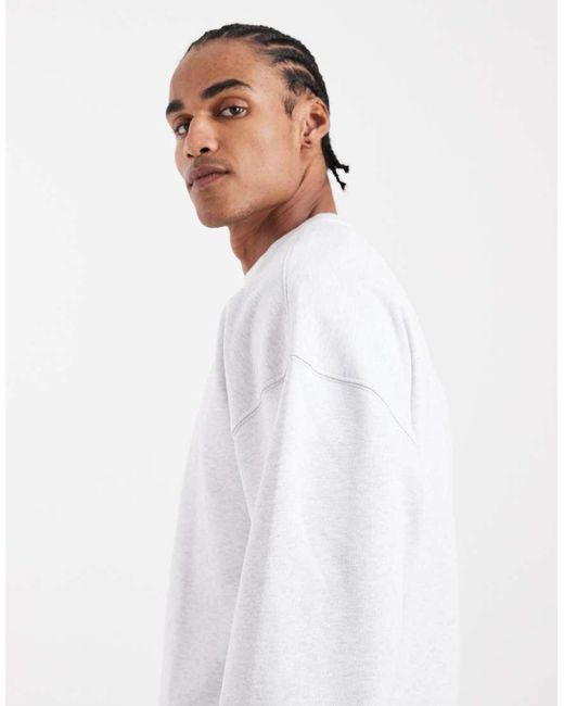 Only & Sons White Premium 400gsm Heavyweight Oversized Fit Crew Neck Sweatshirt Co-ord for men