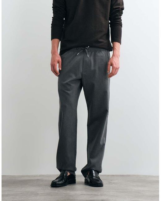 Jack & Jones Gray Straight Fit Drawstring Trousers for men